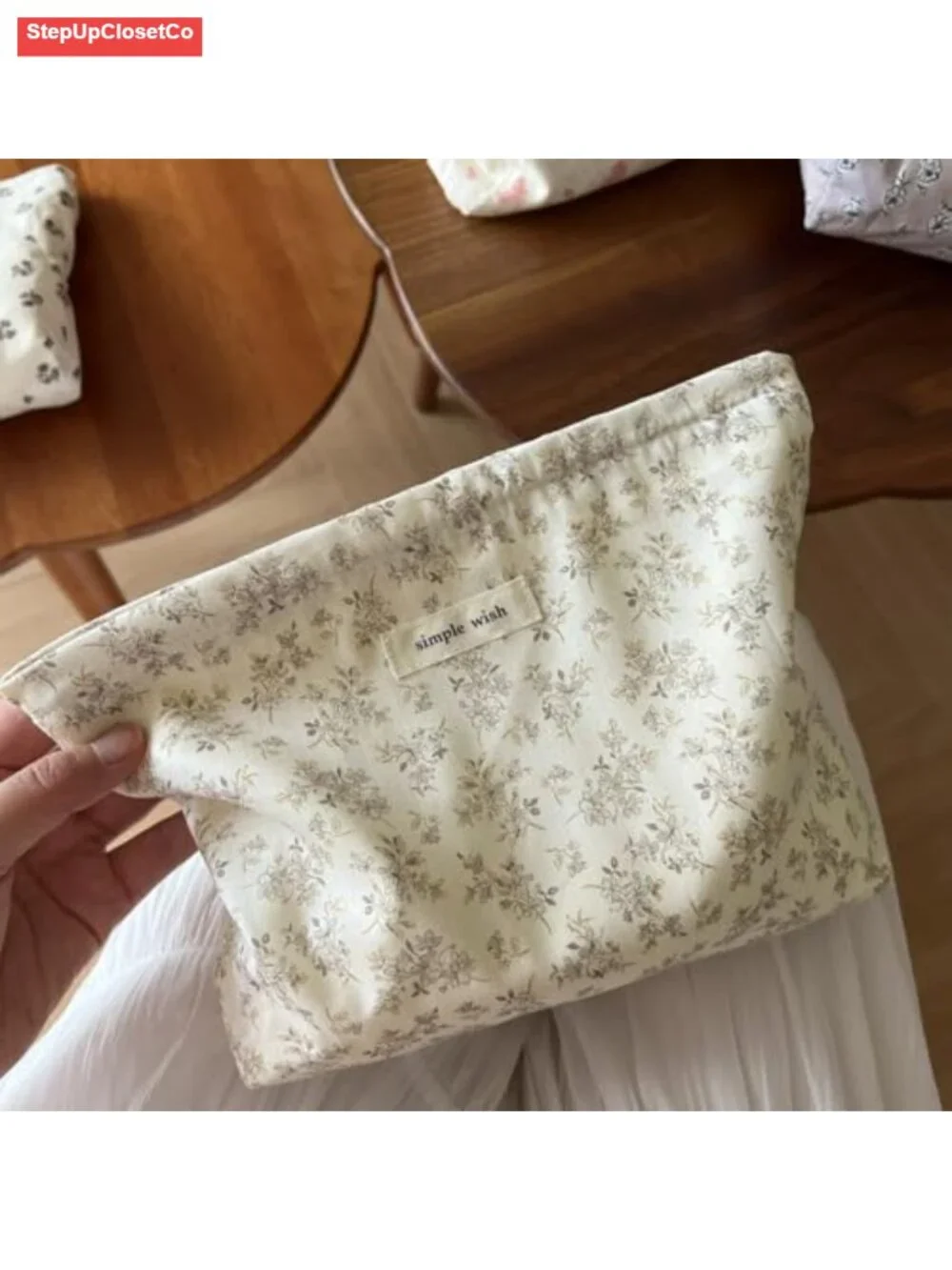 Canvas Lined Makeup Bag Travel Cosmetic Pouch Toiletry Organizer